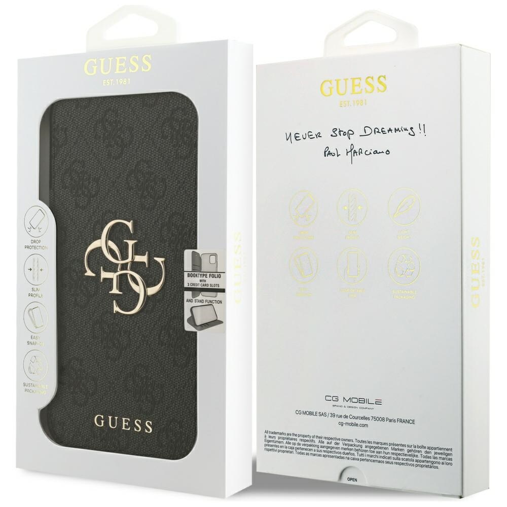 Guess Book 4G metal-logo-etui til iPhone 18 Pro Max / 17 Pro Max – Sort
