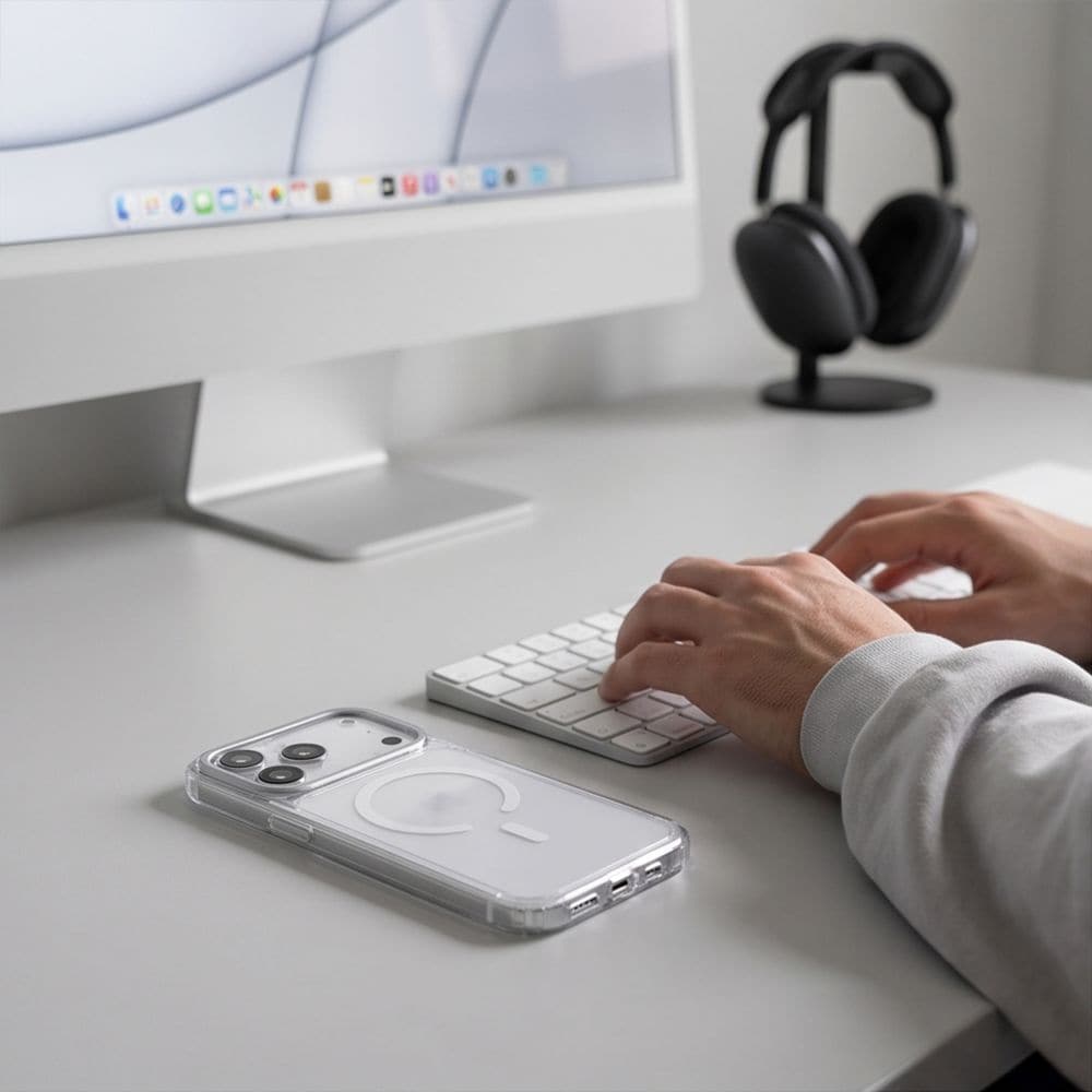 Tech-Protect MagStand MagSafe CC-etui til iPhone 18 Pro / 17 Pro – gennemsigtigt