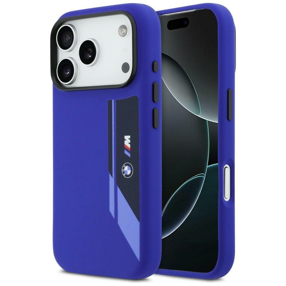 BMW M-silicone-etui med lodret logo og MagSafe til iPhone 17 Pro – marineblå