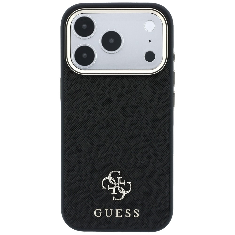 Guess Saffiano Small 4G & Classic Logo MagSafe-etui til iPhone 17 Pro Max / 18 Pro Max – Sort