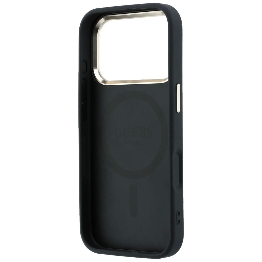 Guess Saffiano Small 4G & Classic Logo MagSafe-etui til iPhone 17 Pro Max / 18 Pro Max – Sort
