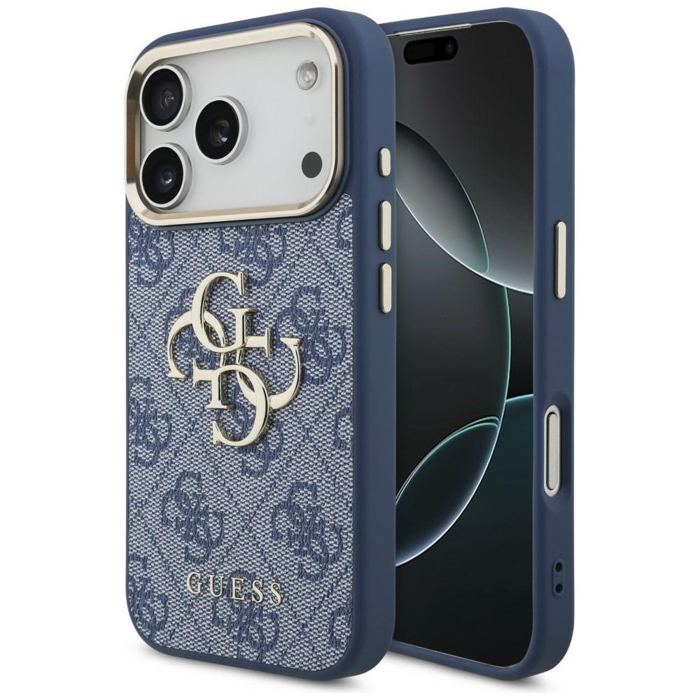 Guess 4G Big 4G Classic Logo-etui til iPhone 18 Pro / 17 Pro – blå og guld