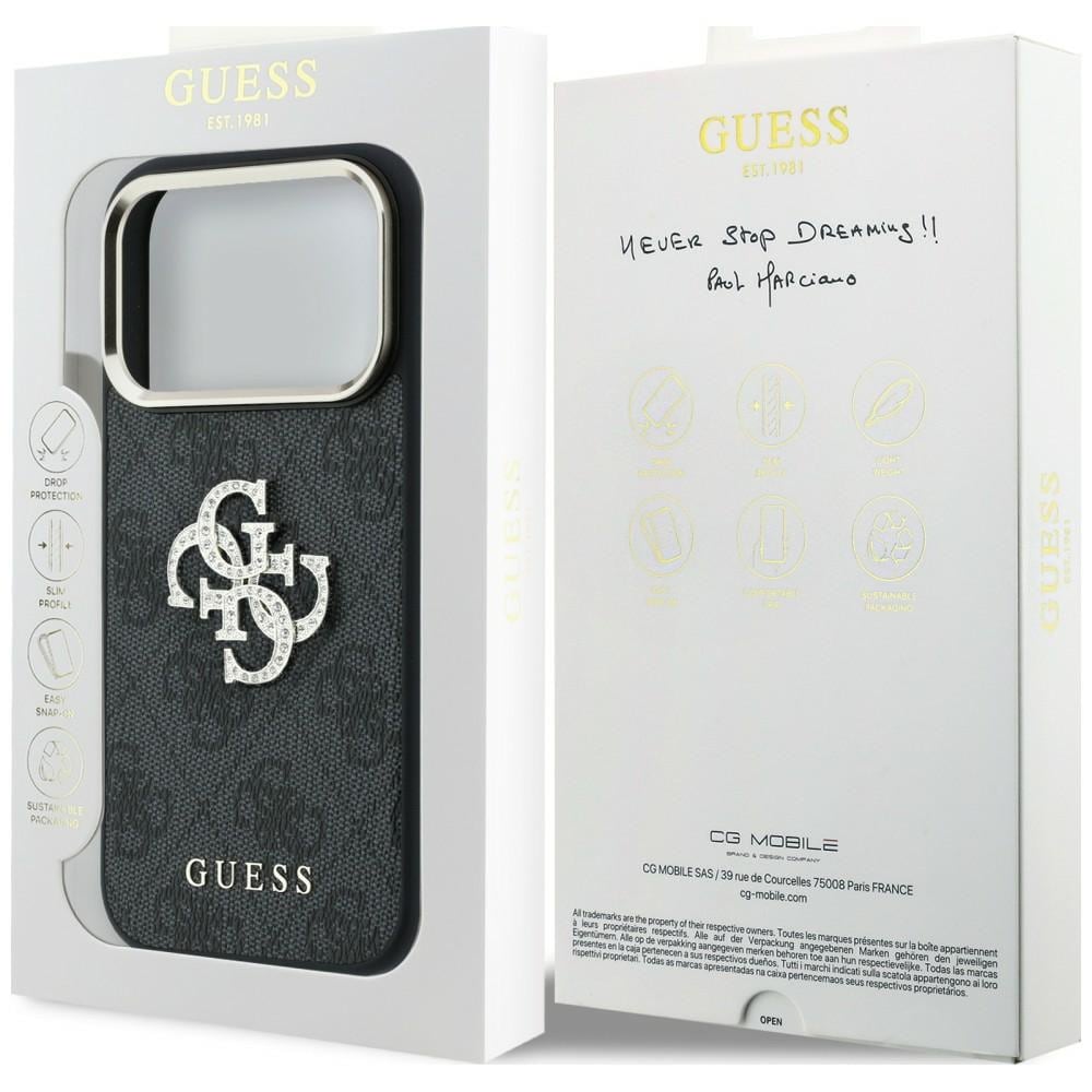 Guess 4G & Big Strass Logo-etui til iPhone 17 Pro Max / 18 Pro Max – Sort