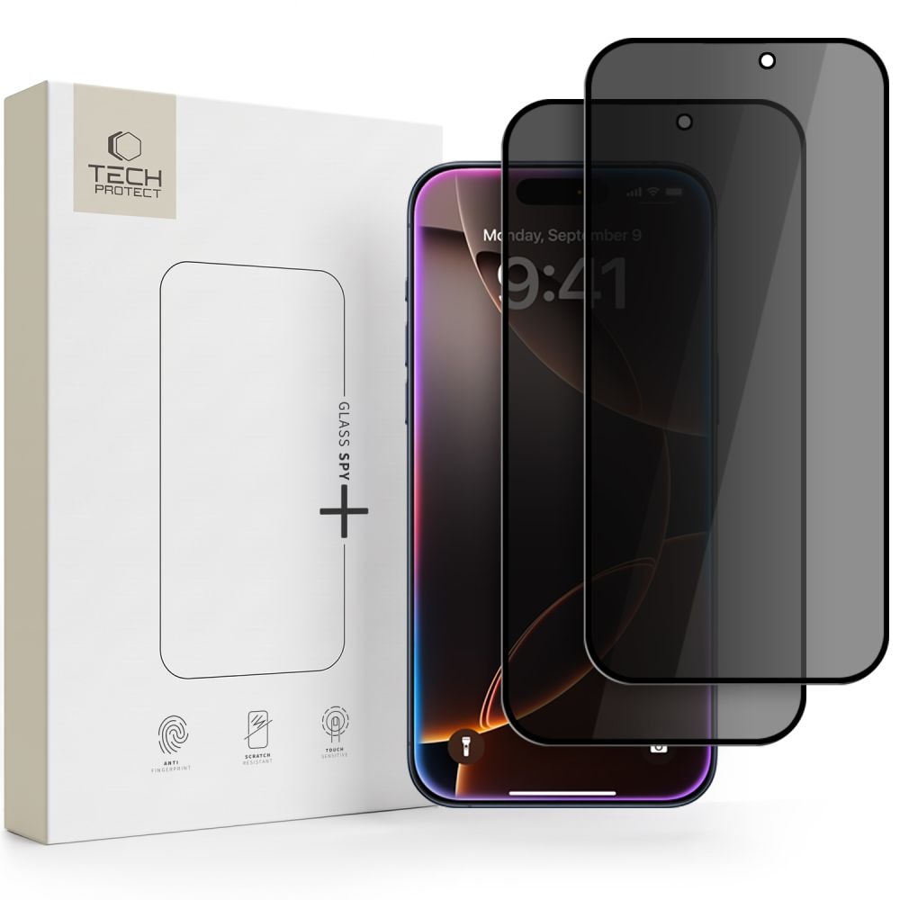 Tech-Protect Glass SPY+ 2-pak med privatlivsbeskyttende hærdet glas til iPhone 18 Pro Max