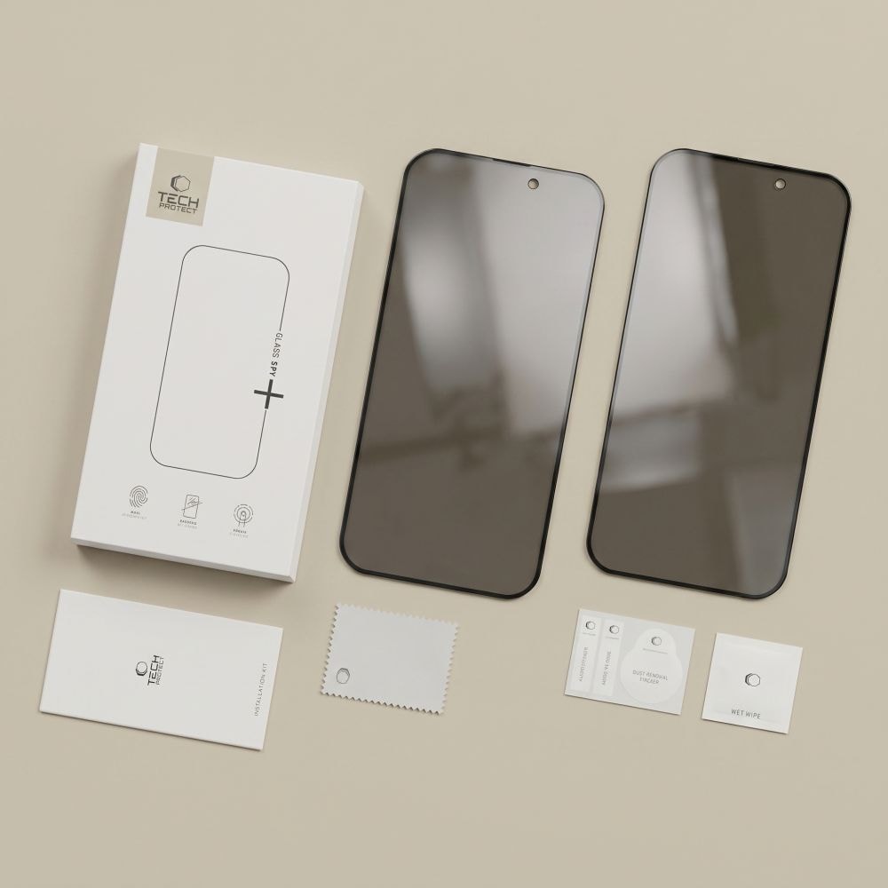Tech-Protect Glass SPY+ 2-pak med privatlivsbeskyttende hærdet glas til iPhone 18 Pro Max