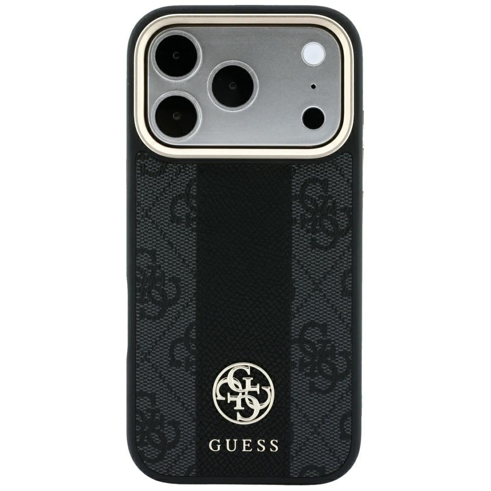Guess 4G med Stripe-logoer (runde og Classic) – MagSafe-etui til iPhone 17 Pro / 18 Pro – Sort