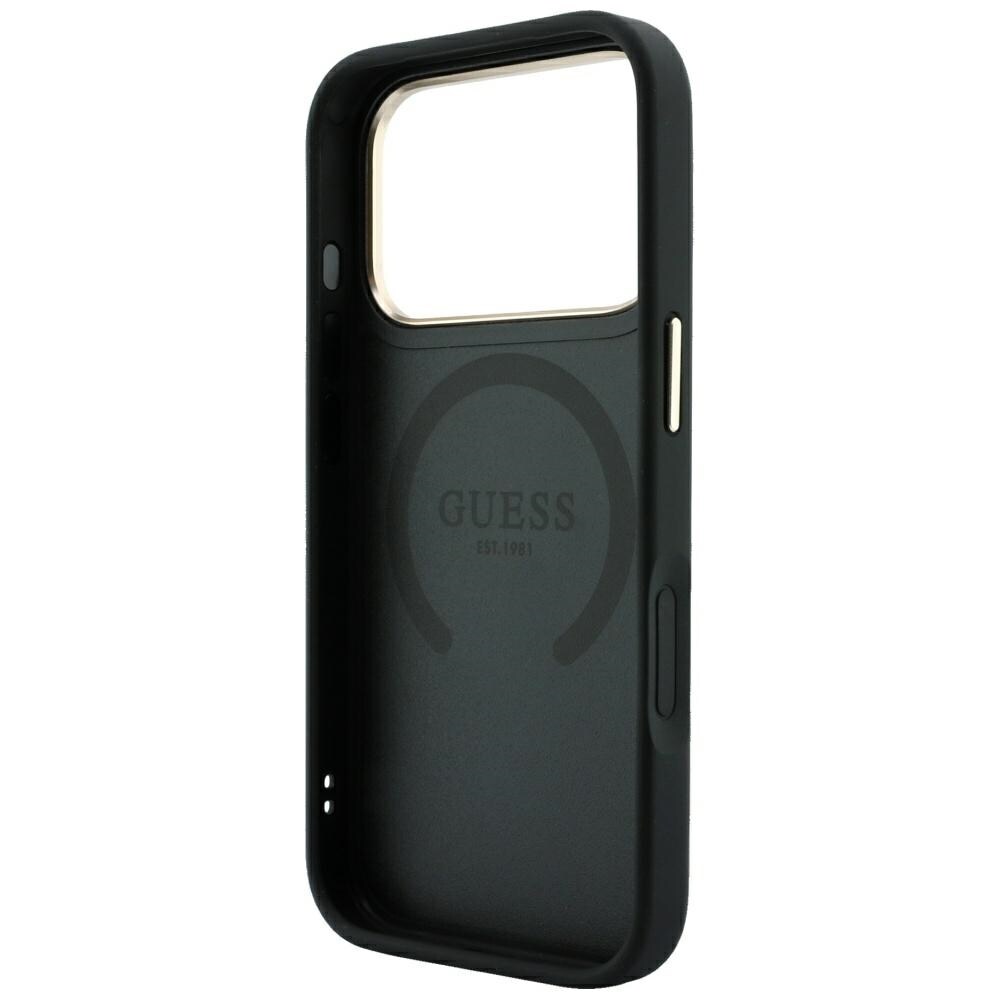 Guess 4G med Stripe-logoer (runde og Classic) – MagSafe-etui til iPhone 17 Pro / 18 Pro – Sort