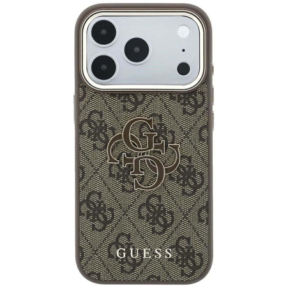 Guess 4G & Big Resin-logo-etui til iPhone 17 Pro Max / 18 Pro Max – Brun