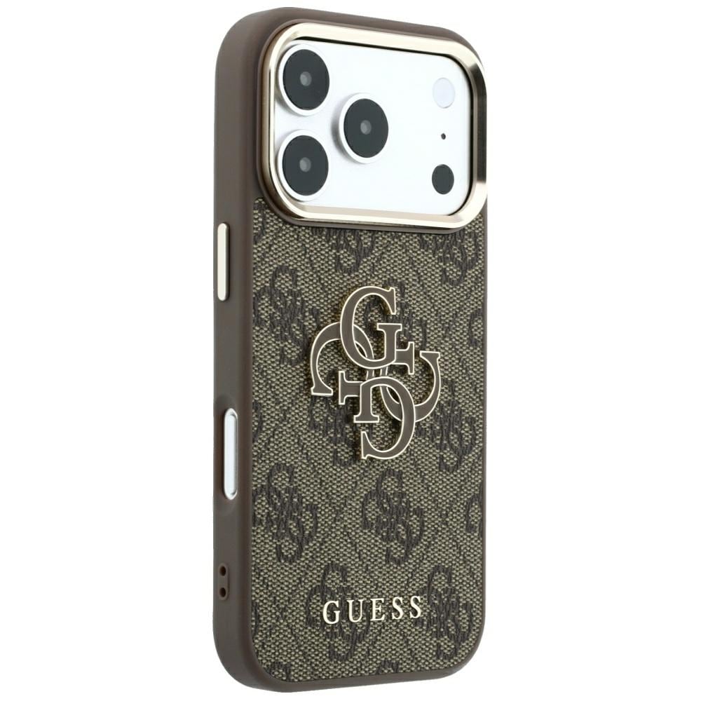 Guess 4G & Big Resin-logo-etui til iPhone 17 Pro Max / 18 Pro Max – Brun
