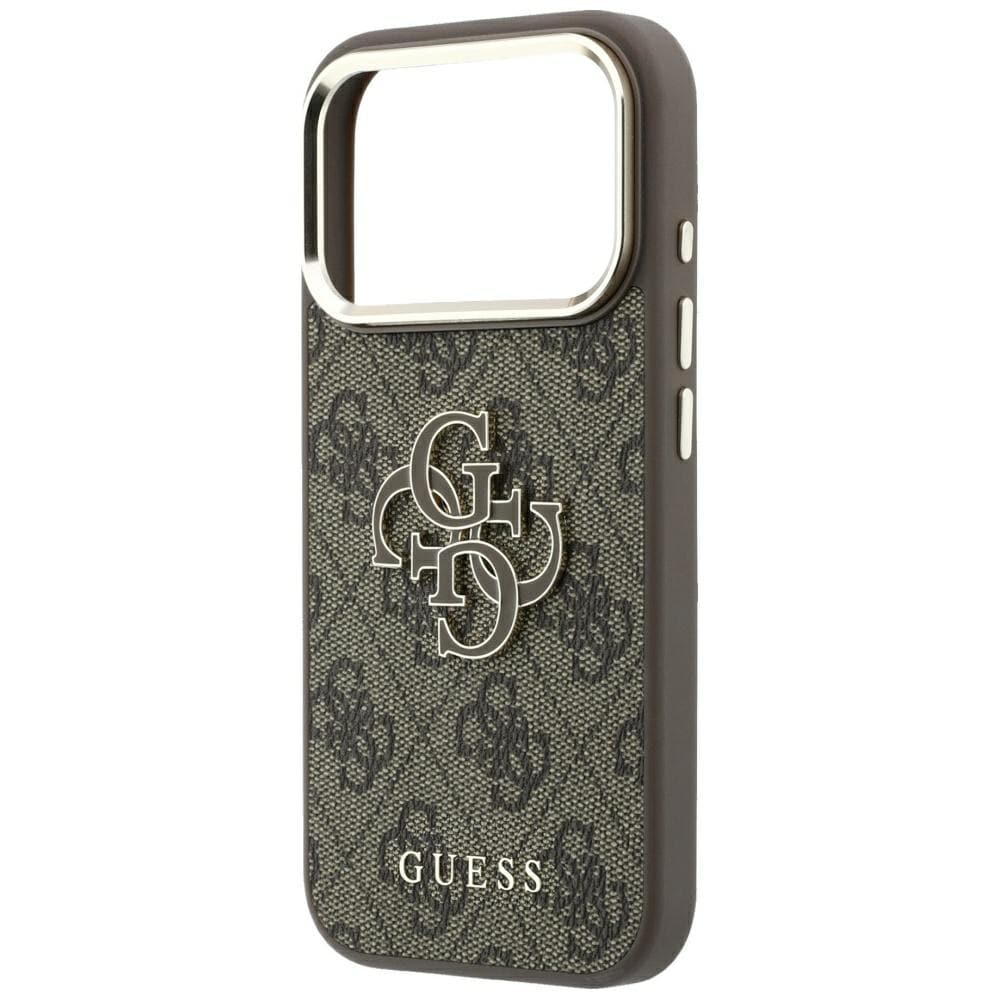Guess 4G & Big Resin-logo-etui til iPhone 17 Pro Max / 18 Pro Max – Brun