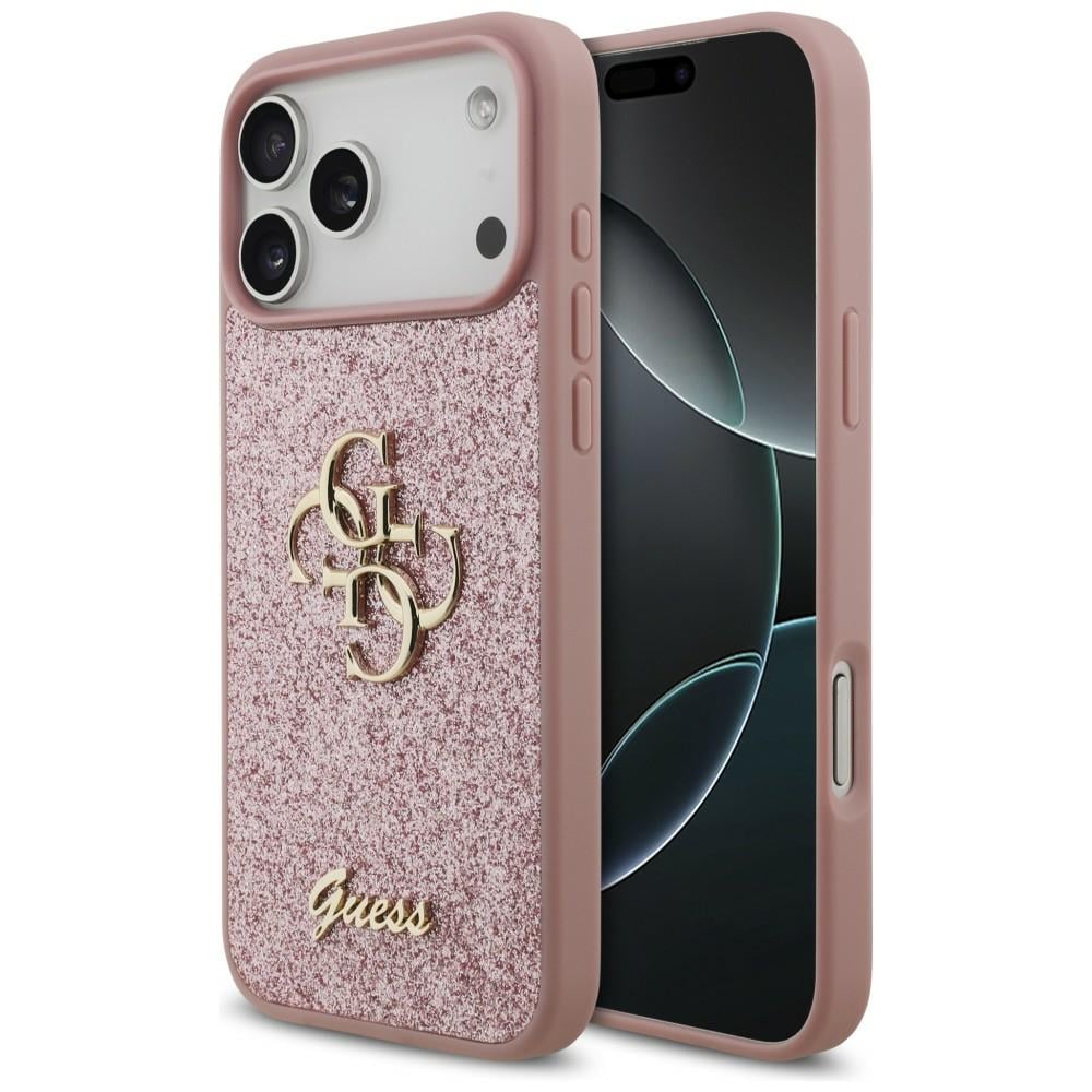 Guess Fixed Glitter Big 4G-etui til iPhone 18 Pro Max / 17 Pro Max – lyserød