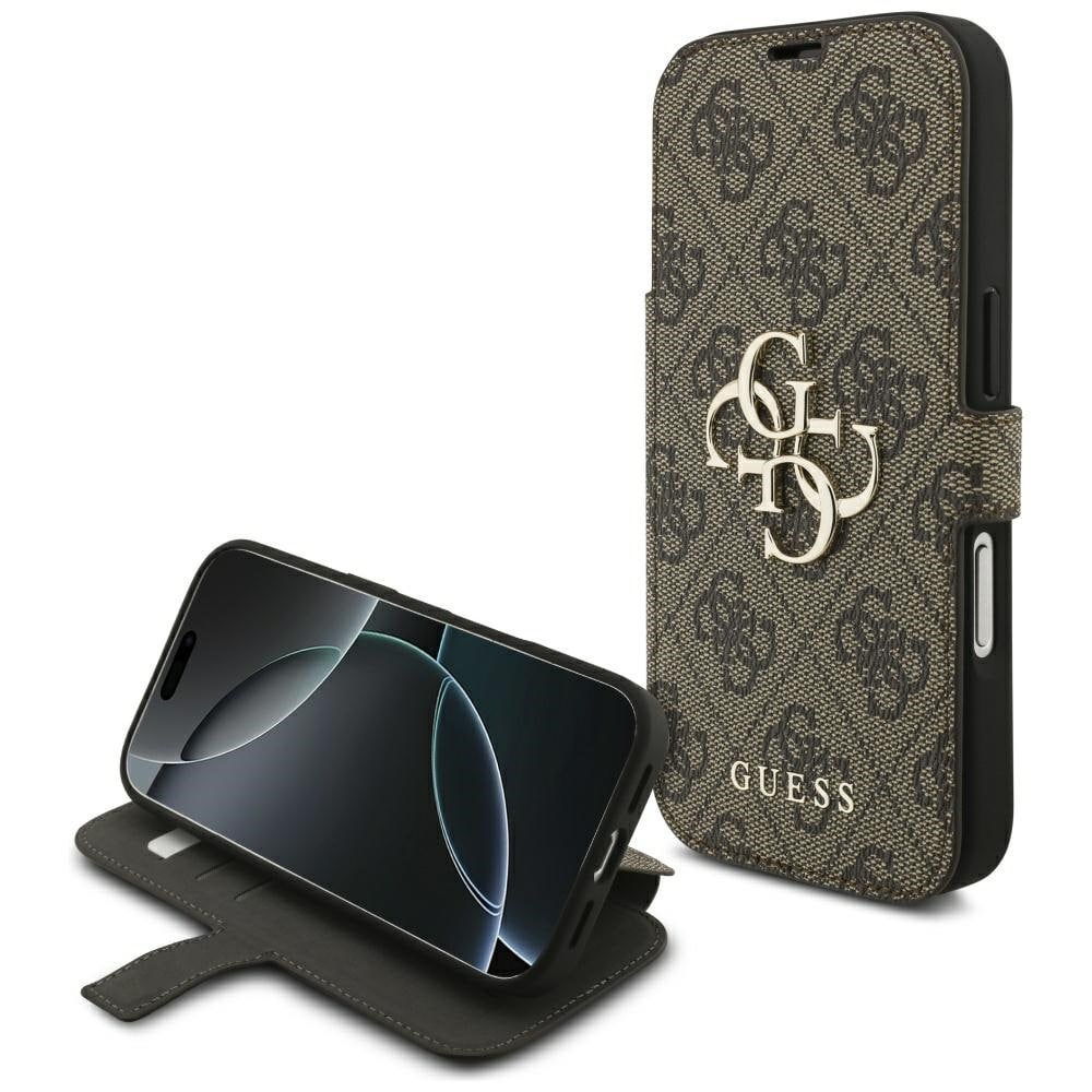 Guess Book 4G metal-logo-etui til iPhone 18 Pro / 17 Pro – brun