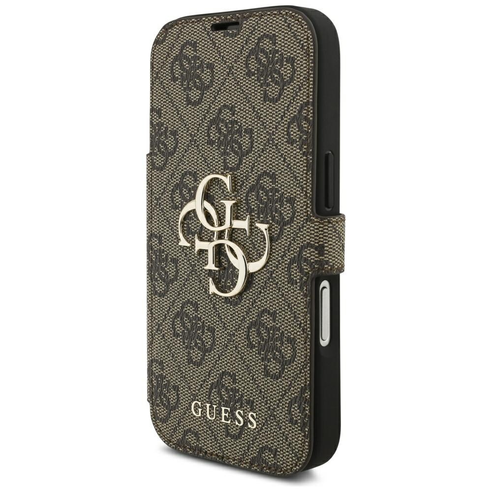 Guess Book 4G metal-logo-etui til iPhone 18 Pro / 17 Pro – brun