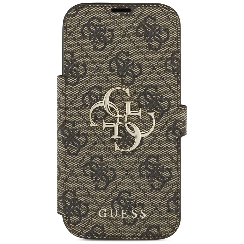 Guess Book 4G metal-logo-etui til iPhone 18 Pro / 17 Pro – brun