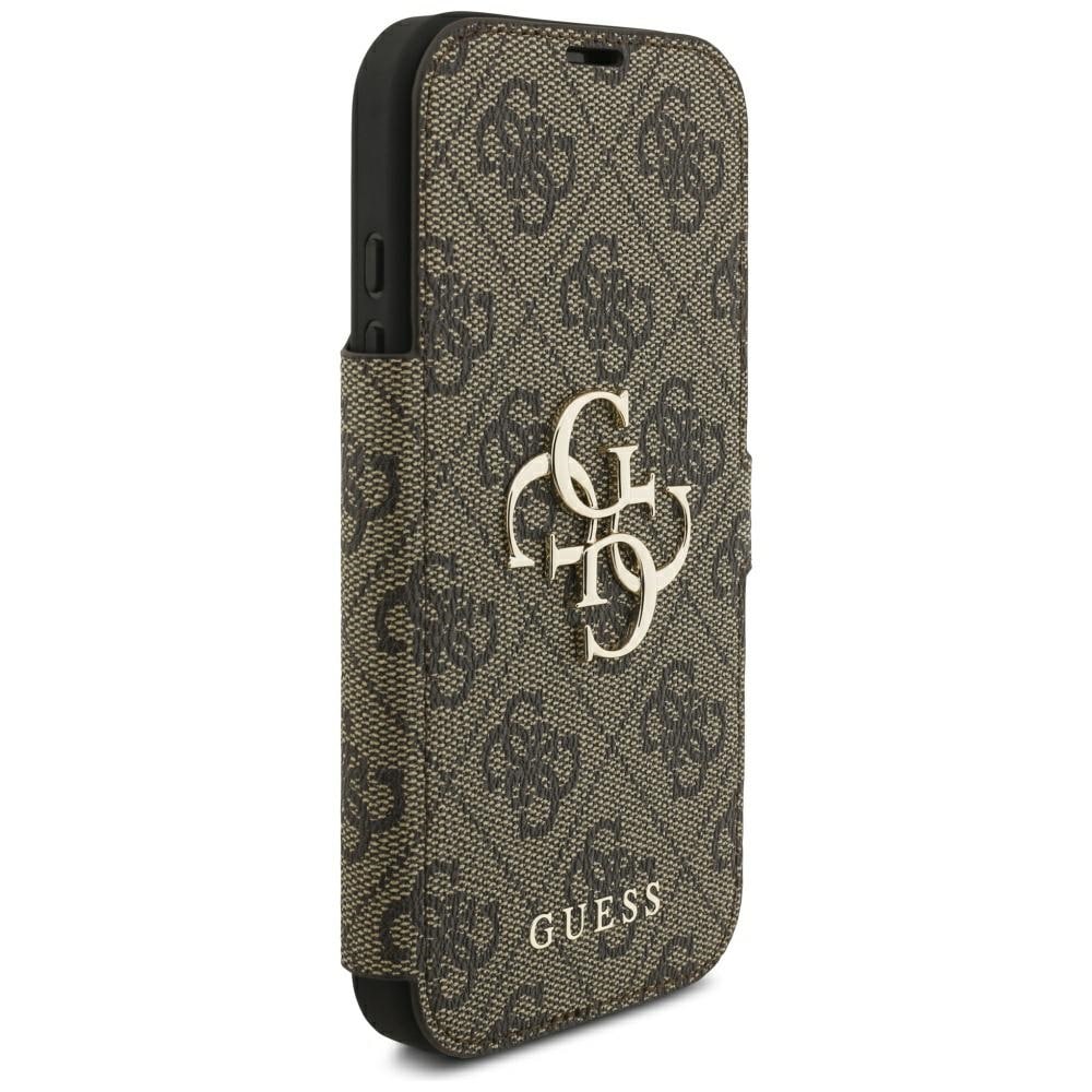 Guess Book 4G metal-logo-etui til iPhone 18 Pro / 17 Pro – brun