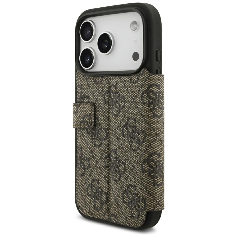 Guess Book 4G metal-logo-etui til iPhone 18 Pro / 17 Pro – brun