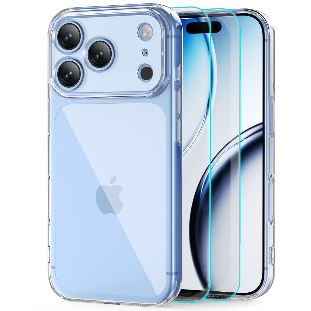 Tech-Protect FlexAir etui + Glass Fit+ 2-pak hærdet glas til iPhone 18/17 Pro Max – gennemsigtigt
