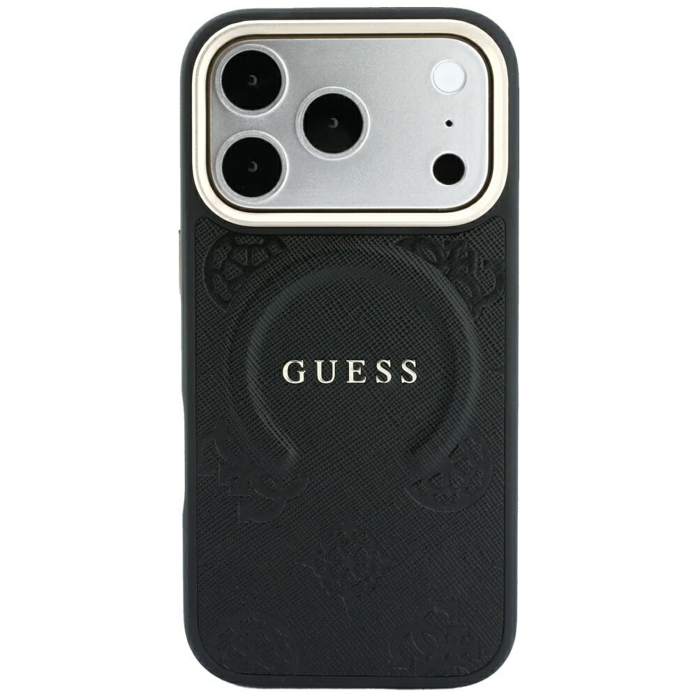 Guess Saffiano Peony & Ring MagSafe-etui til iPhone 17 Pro Max / 18 Pro Max – Sort