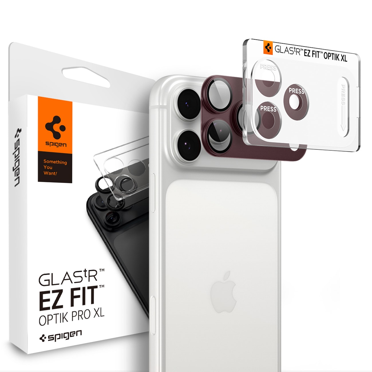 Spigen Optik Pro XL GLAS.TR EZ FIT hærdet glas til iPhone 18 Pro – Dark Cherry