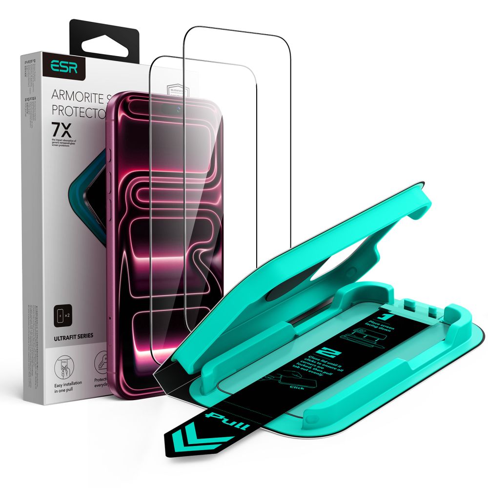 ESR UltraFit Armorite 2-pak med hærdet glas til iPhone 18 Pro Max / 17 Pro Max – Sort