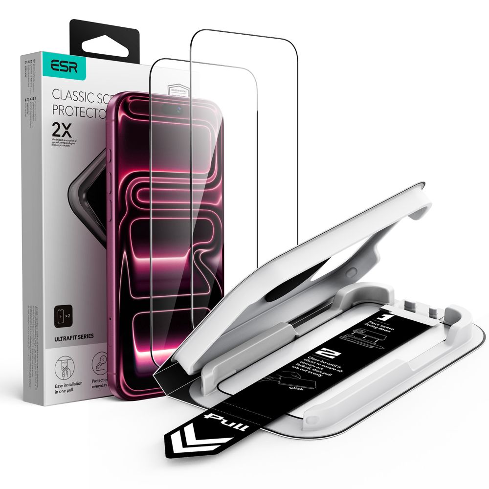 ESR UltraFit Classic 2-pak hærdet glas til iPhone 18 Pro / 17 Pro – Sort