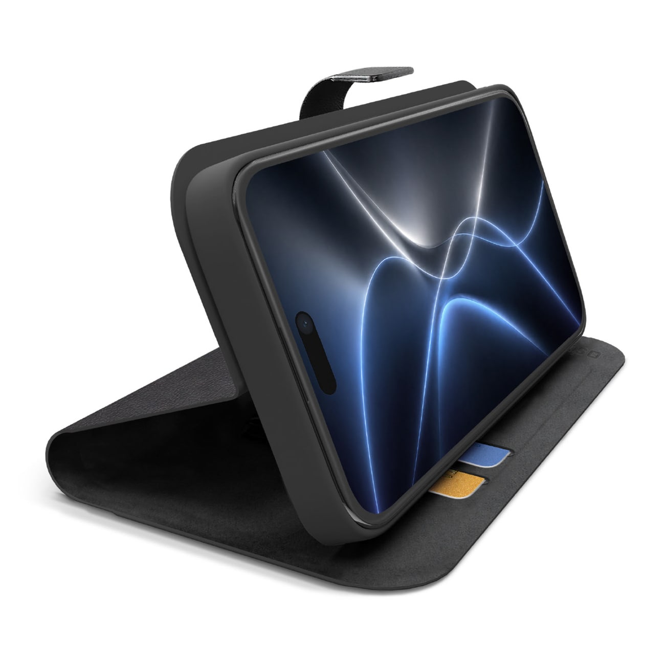 SBS Wallet Smart Case til iPhone 18 Pro med lommebog og stativ – sort