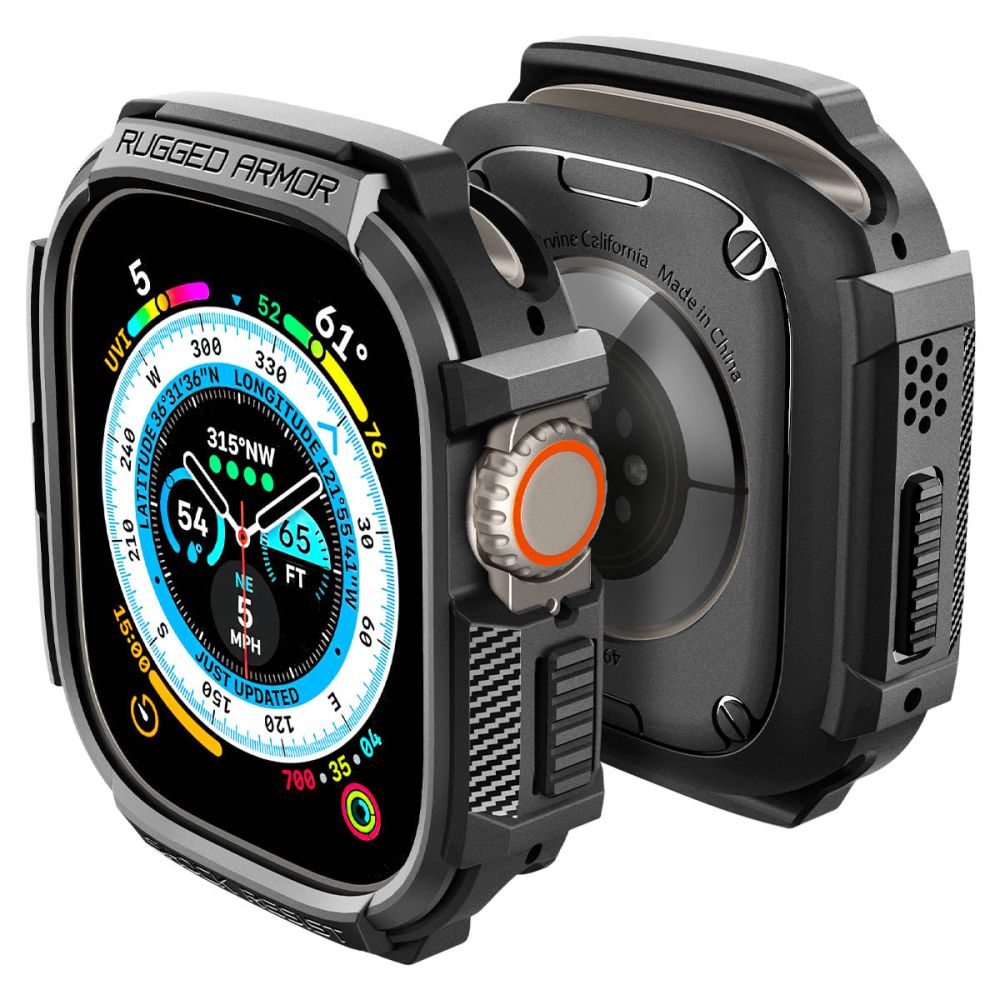 Spigen Rugged Armor-etui til Apple Watch Ultra (49 mm) – mat sort