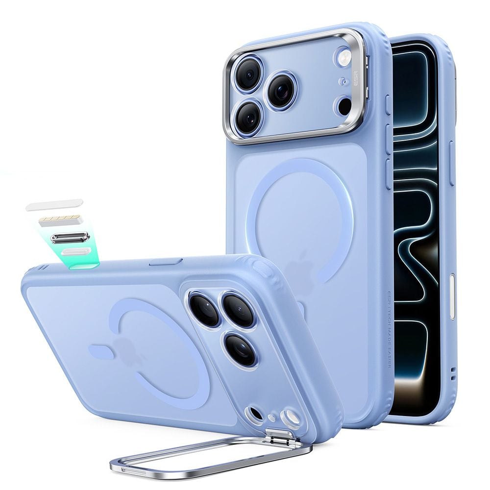 ESR Classic Hybrid-etui med støttefod og MagSafe til iPhone 18 Pro Max / 17 Pro Max – lys blå, mat