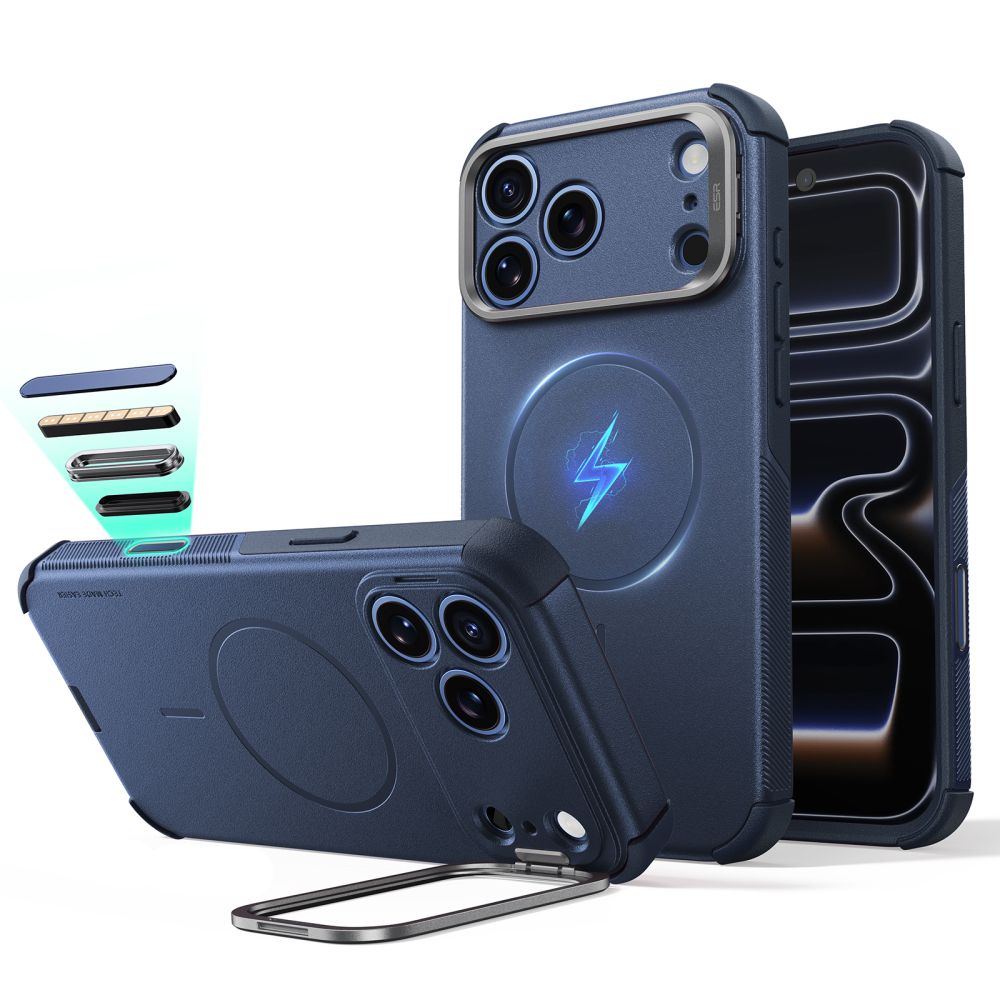 ESR Cyber Tough Kickstand MagSafe-etui til iPhone 18 Pro Max / 17 Pro Max – marineblå