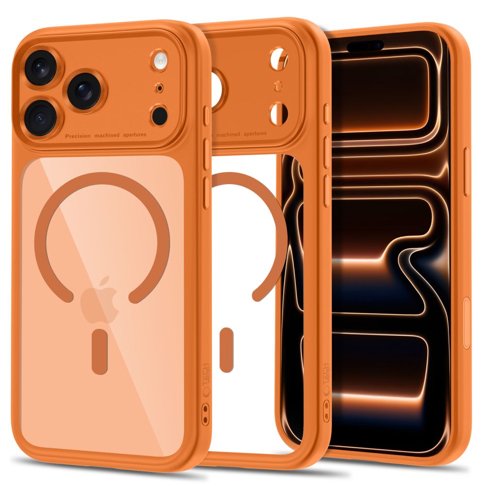 Tech-Protect MagPeak MagSafe CC-etui til iPhone 18 Pro Max / 17 Pro Max – gennemsigtig orange