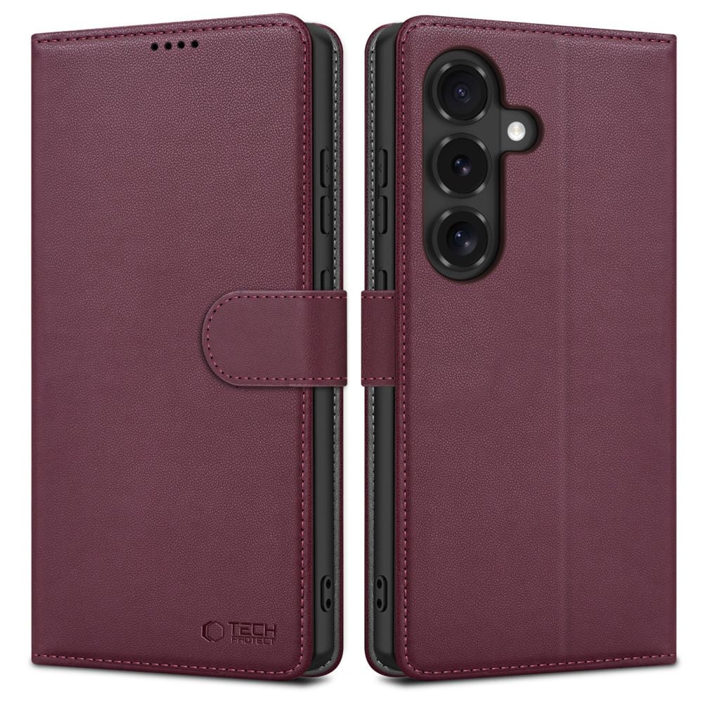 Tech-Protect-lommebogsetui til Samsung Galaxy S26 FE – burgunder