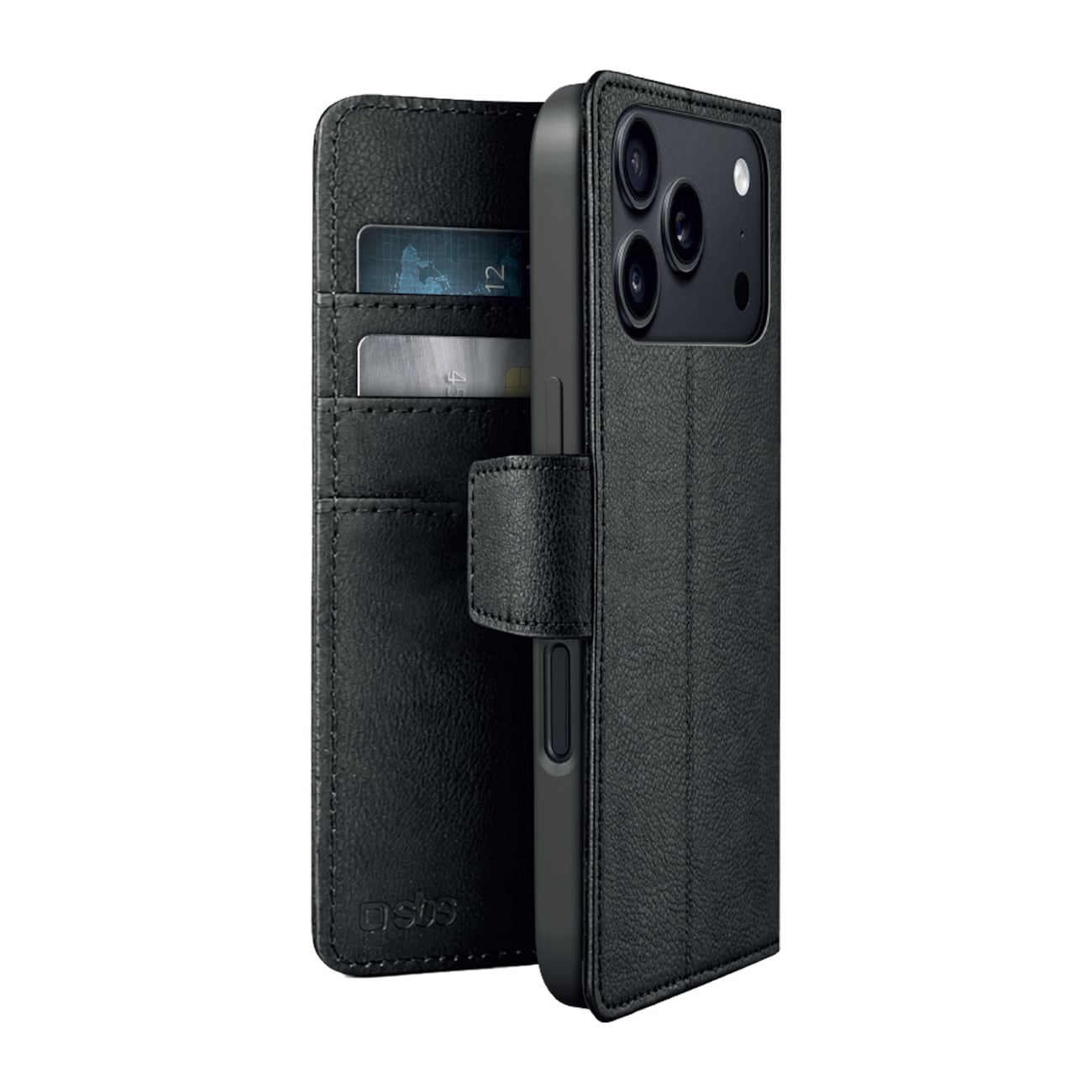 SBS Wallet Classic Mag-etui til iPhone 18 Pro med lommebog og stativ, MagSafe-kompatibelt – sort