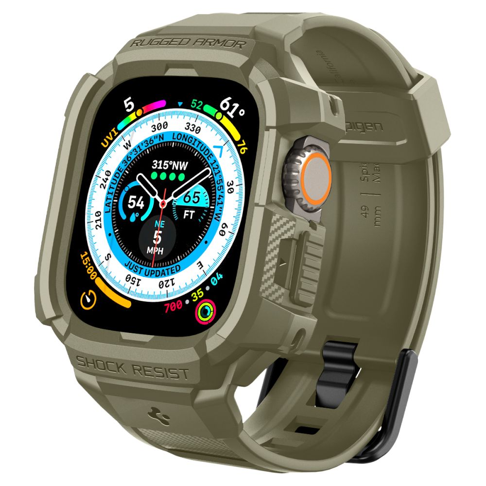 Spigen Rugged Armor Pro-etui med rem til Apple Watch Ultra (49 mm) – Grøn