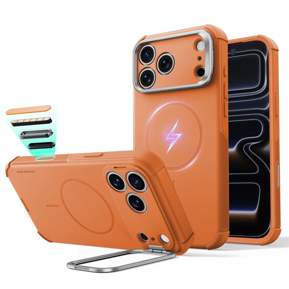 ESR Cyber Tough Kickstand MagSafe-etui til iPhone 18 Pro / 17 Pro – Orange