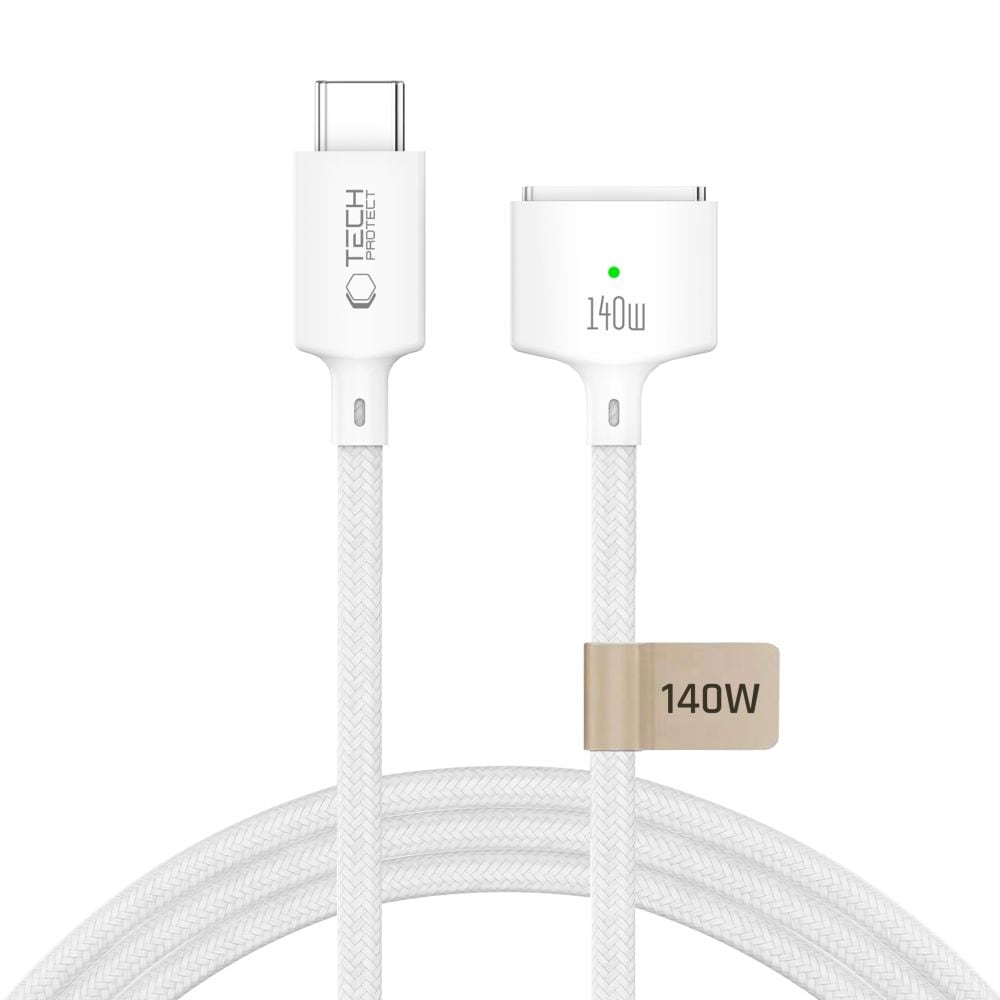 Tech-Protect MMC01 Ultraboost USB-C / MagSafe 3 140 W 300 cm kabel til MacBook – hvid