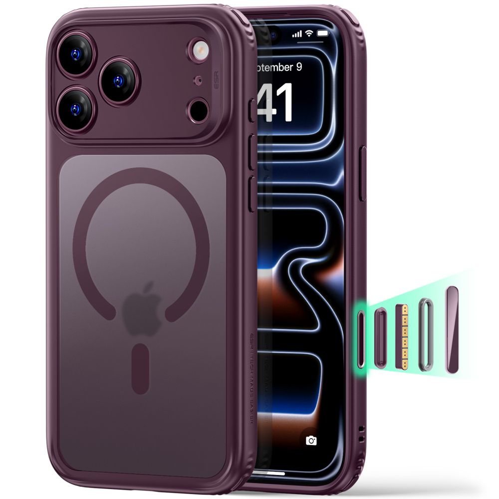 ESR Classic Hybrid MagSafe-etui til iPhone 18 Pro / 17 Pro – mørk Cherry