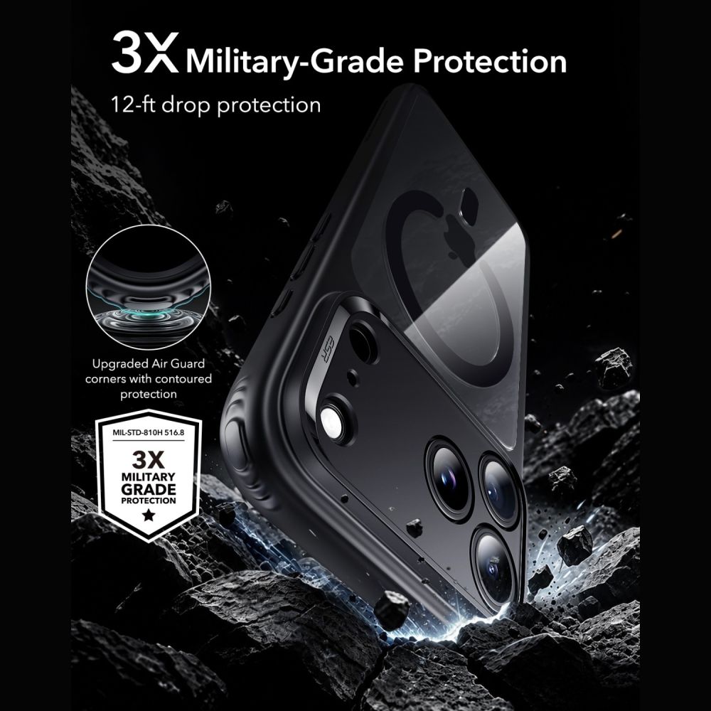 ESR Classic Hybrid MagSafe-etui til iPhone 18 Pro / 17 Pro – Clear Black
