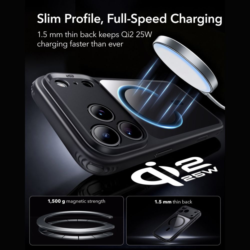 ESR Classic Hybrid MagSafe-etui til iPhone 18 Pro / 17 Pro – Clear Black