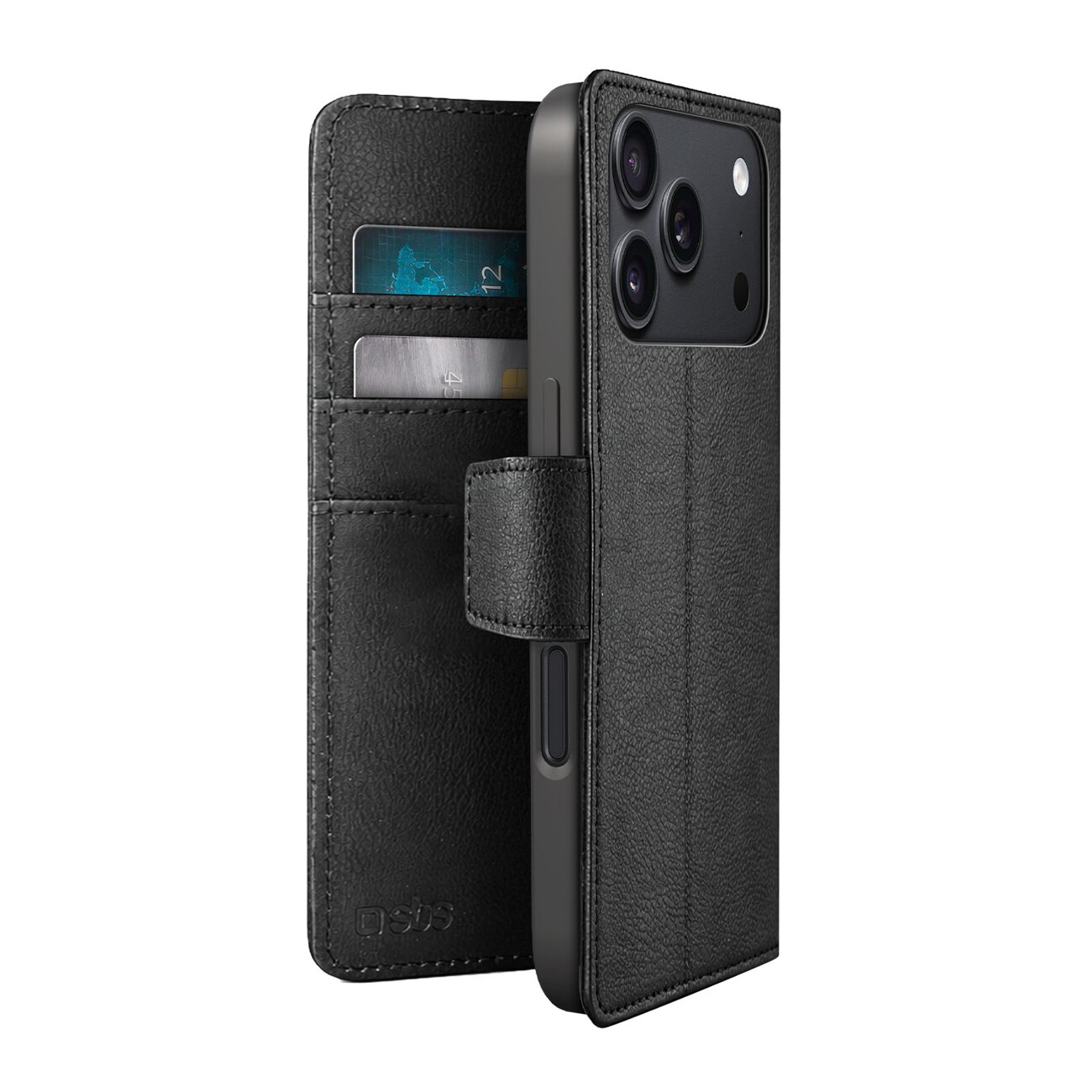 SBS Wallet Classic-etui til iPhone 18 Pro Max med lommebog og stativ – sort