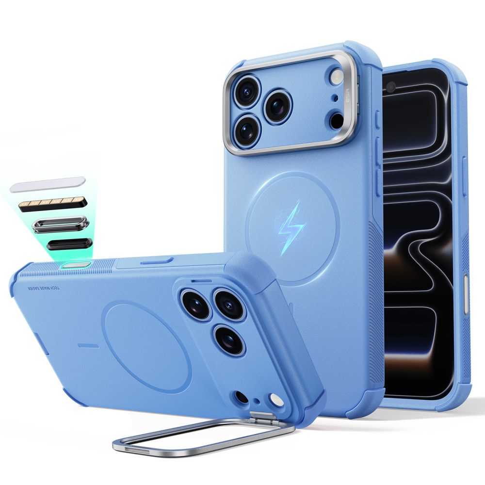 ESR Cyber Tough Kickstand MagSafe-etui til iPhone 18 Pro Max / 17 Pro Max – Lysblå