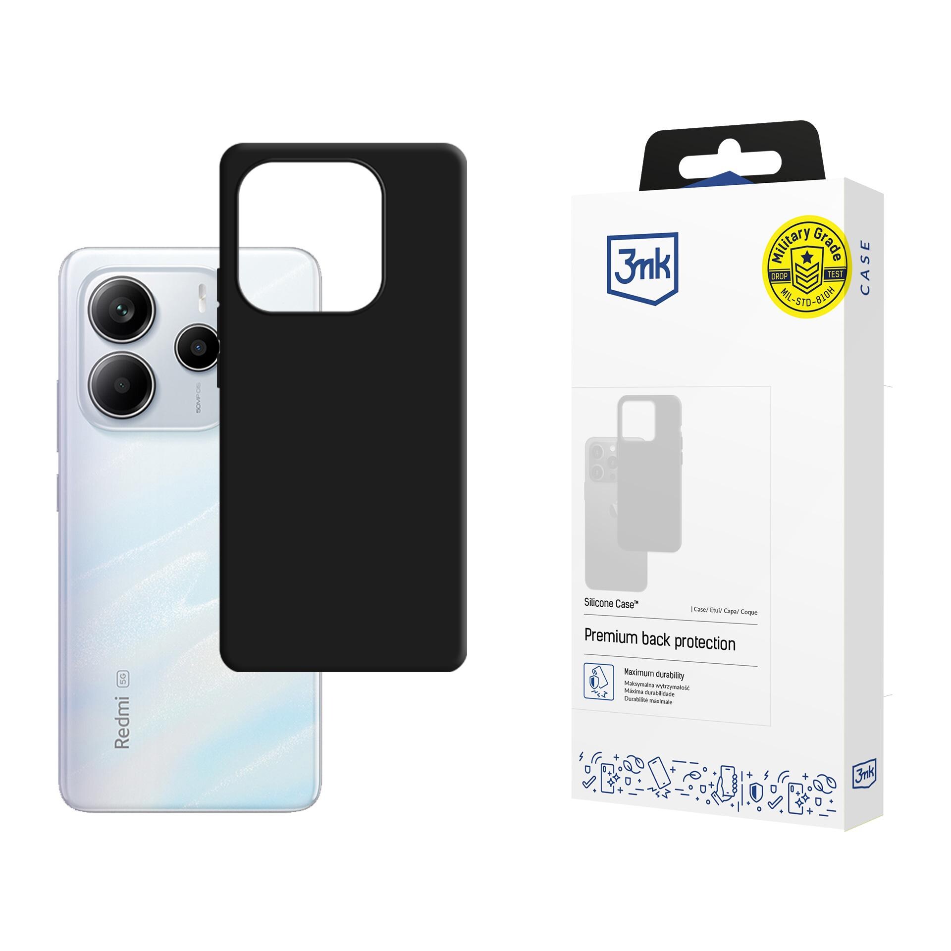 3mk silikoneetui til Xiaomi Redmi Note 14 5G – sort