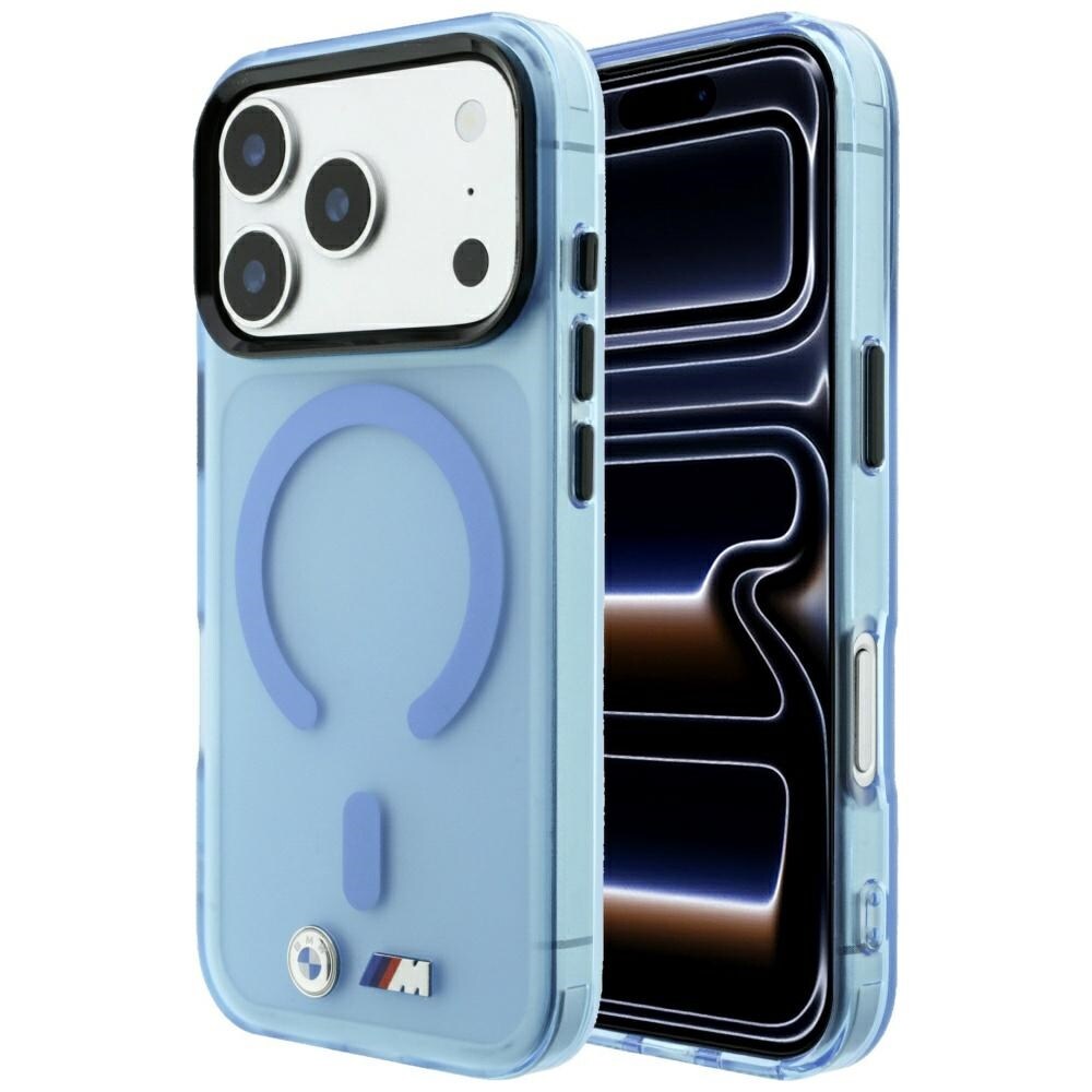 BMW M IML-etui m. frostet metal-logo/-detaljer & MagSafe til iPhone 17/18 Pro Max – Blå