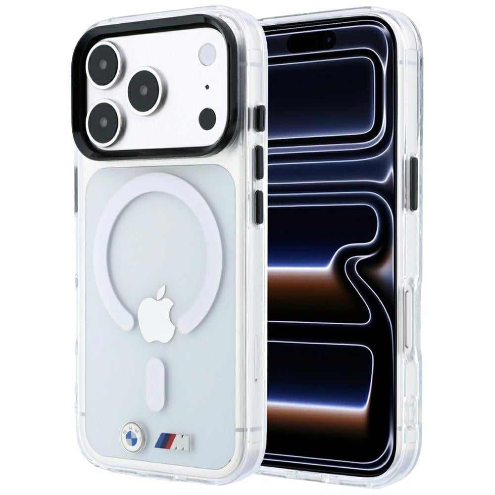 BMW M IML-etui m. blankt metal-logo/-detaljer & MagSafe til iPhone 17 Pro / 18 Pro – gennemsigtigt