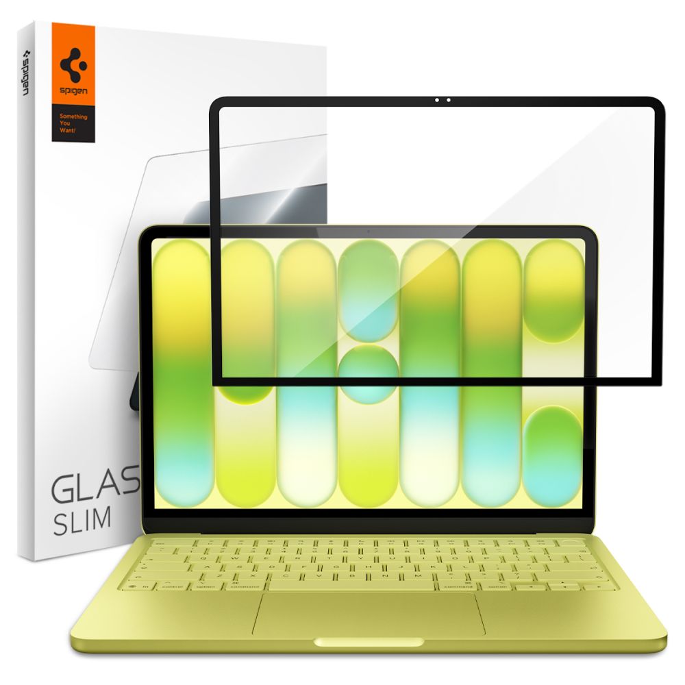 Spigen Glas.tR Slim FC skærmbeskytter i hærdet glas til MacBook Neo 13" 2026 – Sort