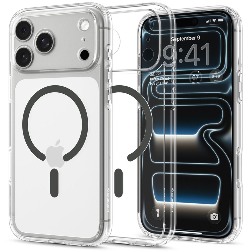 Spigen Ultra Hybrid MagSafe-etui til iPhone 18 Pro / 17 Pro – Clear Graphite