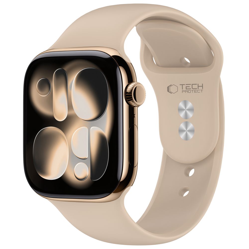 Tech-Protect silikonearmbånd til Apple Watch 44 / 45 / 46 / 49 mm – beige