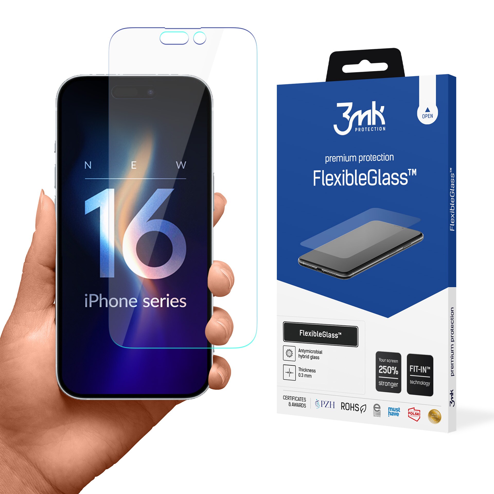 3mk FlexibleGlass v2.0 hybridglas til Apple iPhone 16 Pro