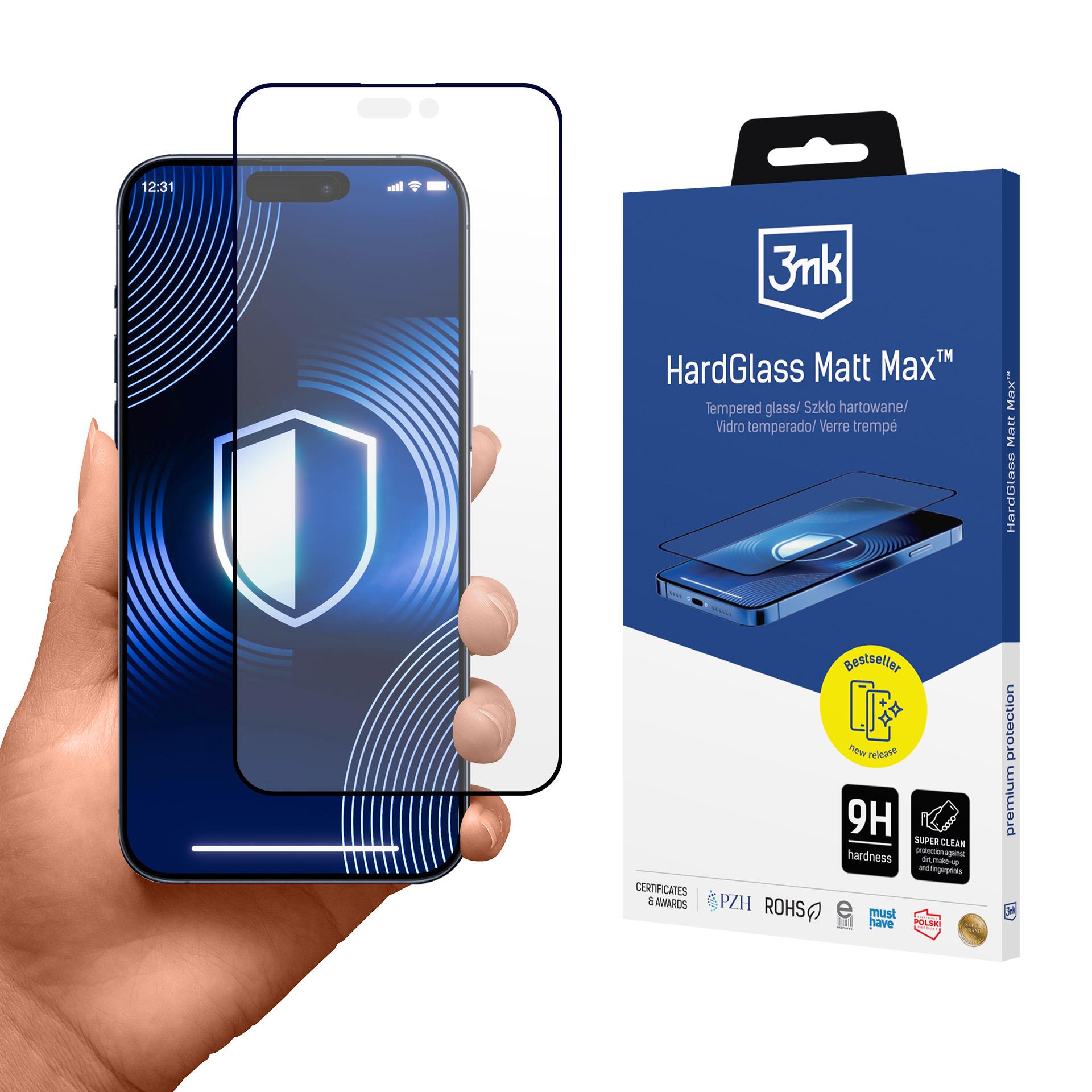 Matt hærdet glas 3mk HardGlass Matt Max til Apple iPhone 17 Pro