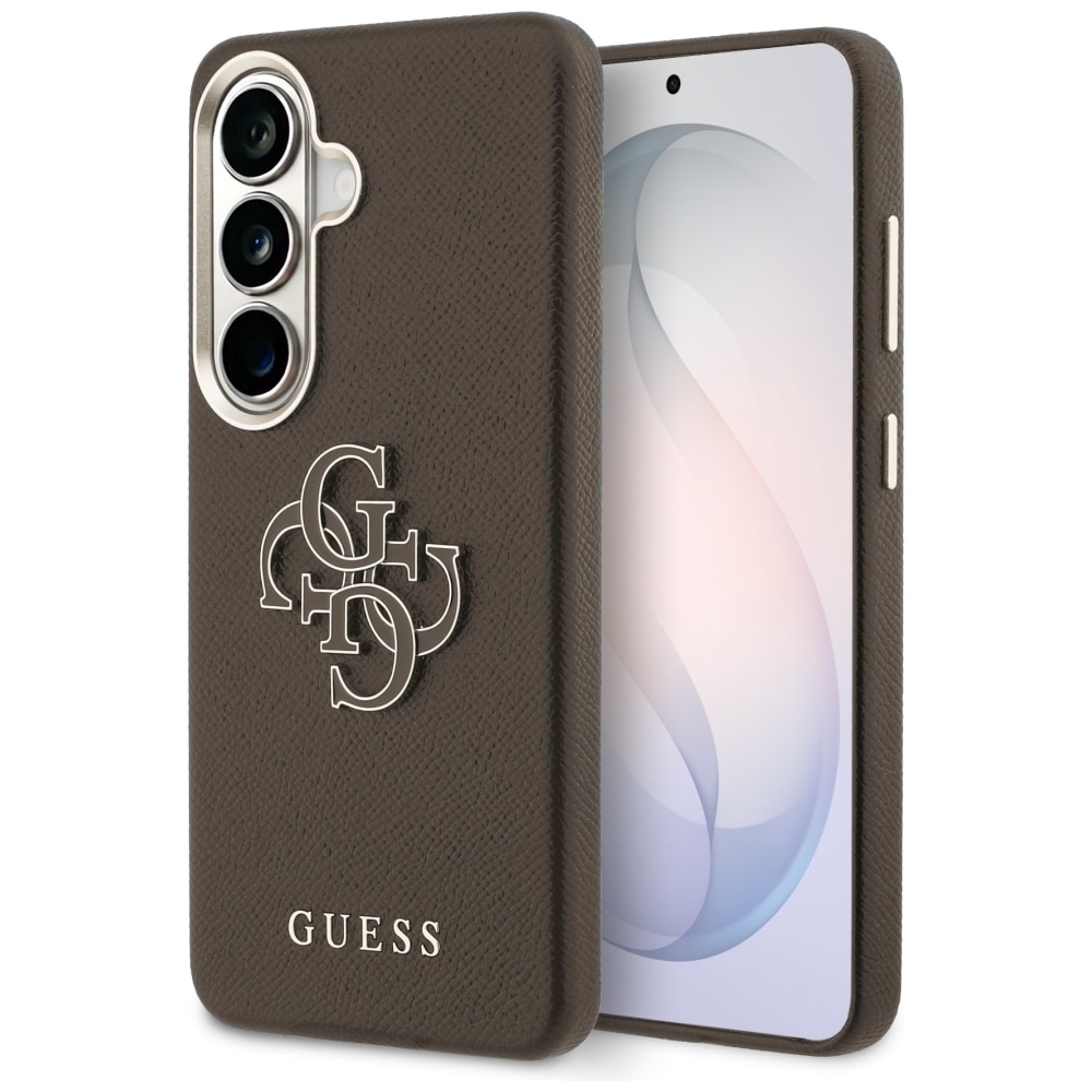 Guess Grained Big 4G metal-logo-etui til Samsung Galaxy S26+ – brun