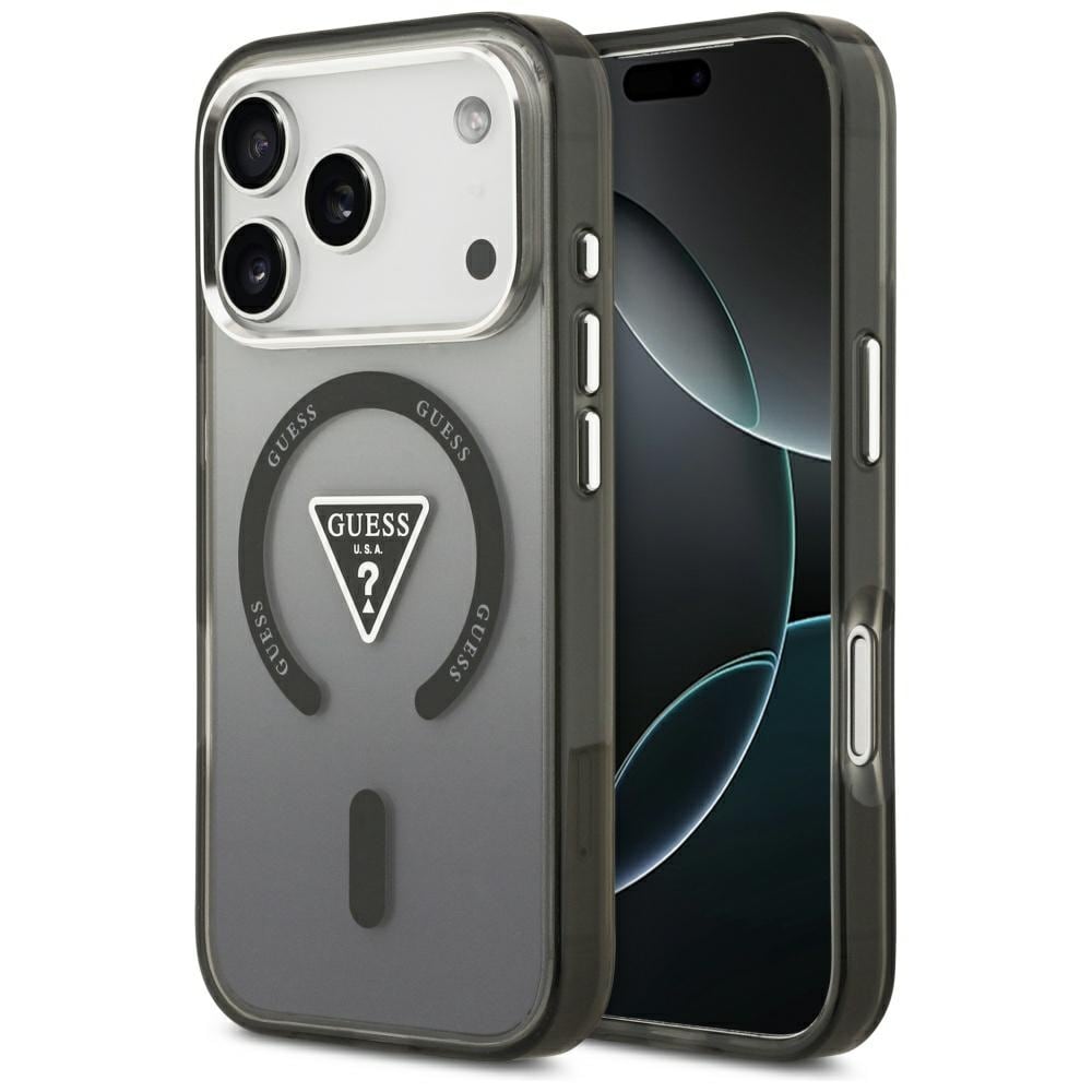 Guess IML-etui med gradient-trekantlogo og MagSafe til iPhone 17 Pro – Sort